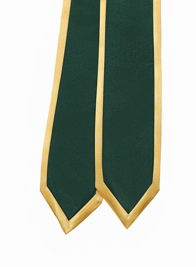 Ftyfty Unisex Adult Graduation Honor Stole Classic End With Trim 72" Long (Forest Green with Gold Trim, 72" Long) - Image 2